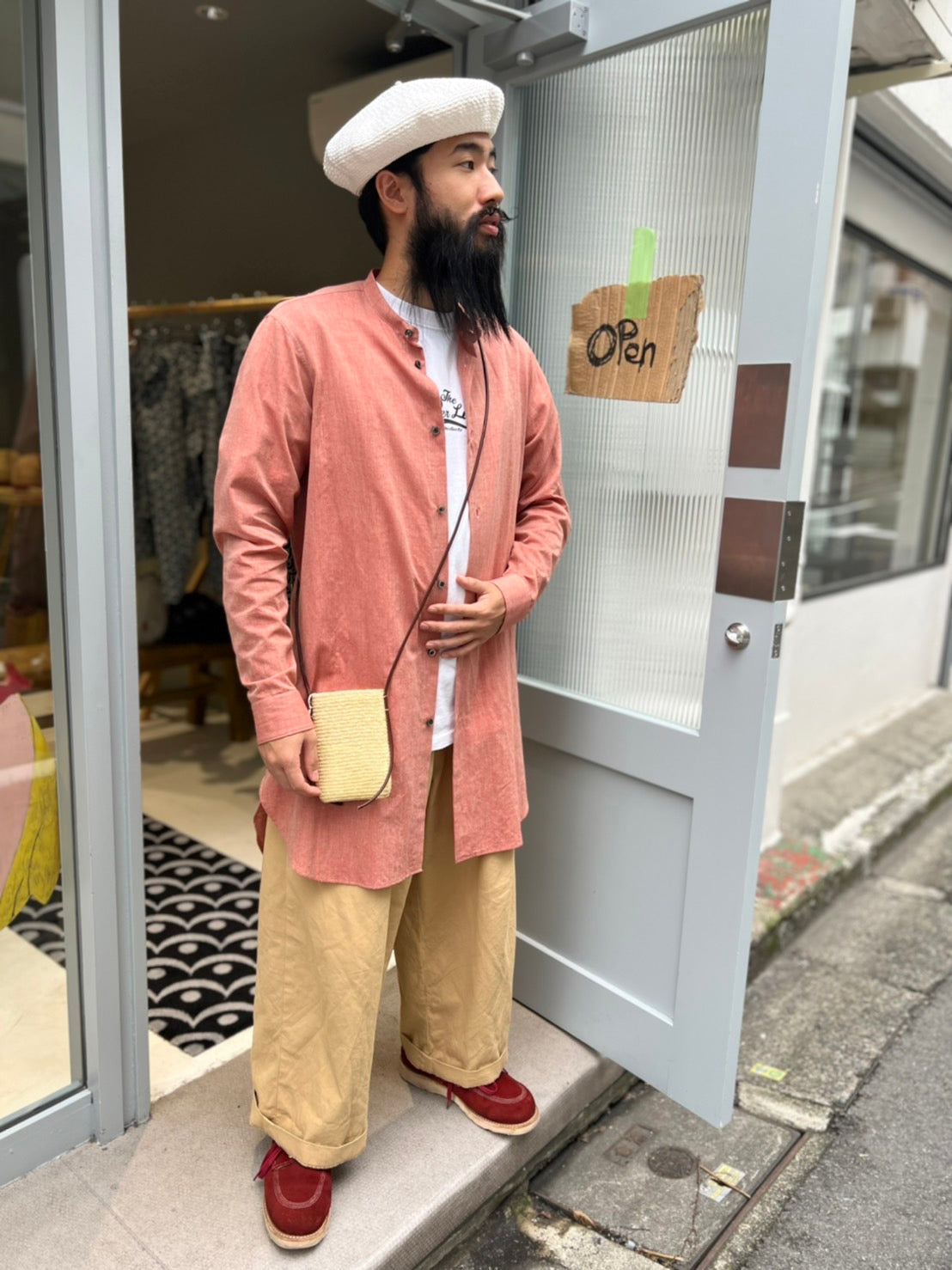 LONG SHIRT chambray - RED