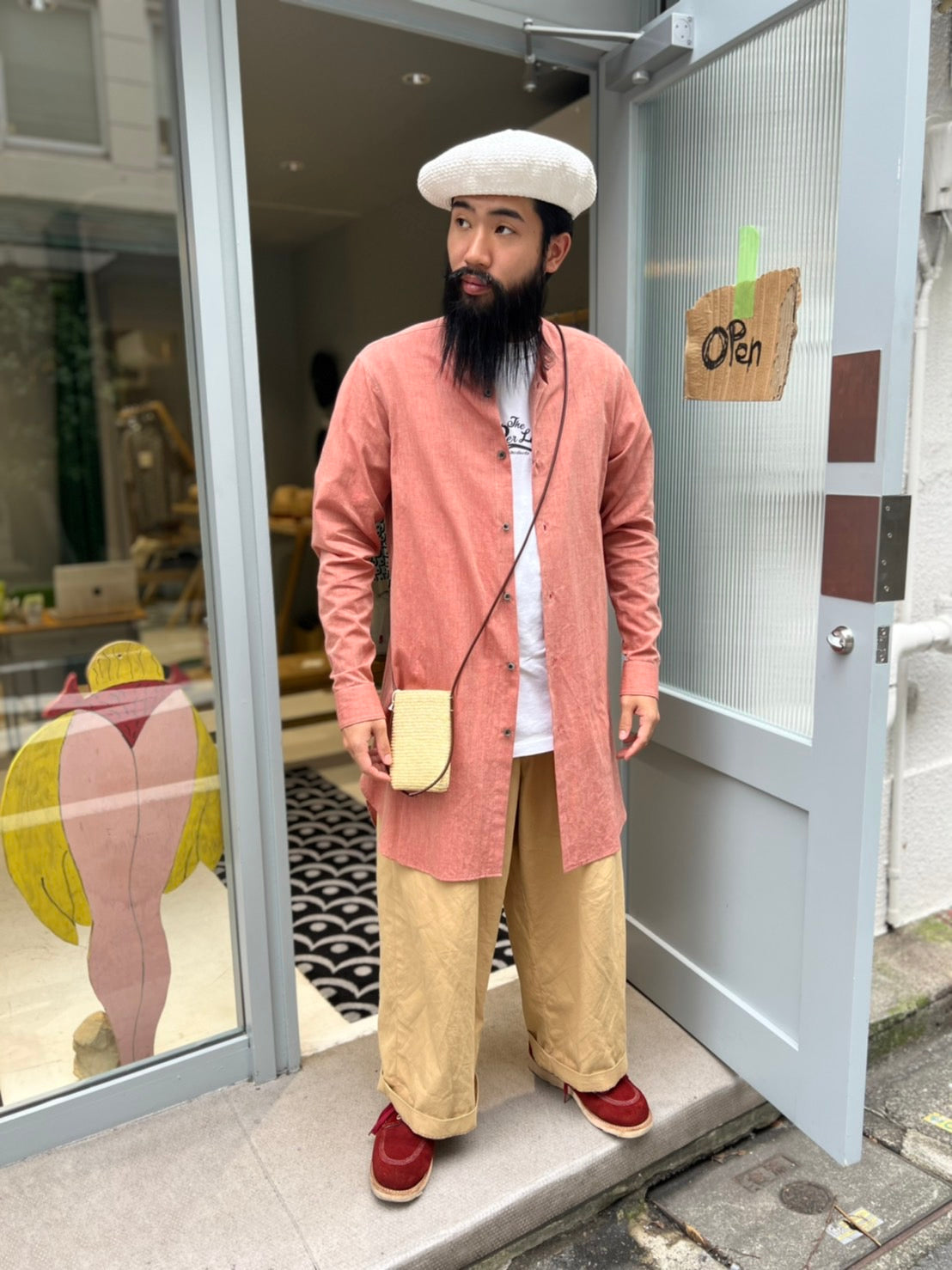 LONG SHIRT chambray - RED