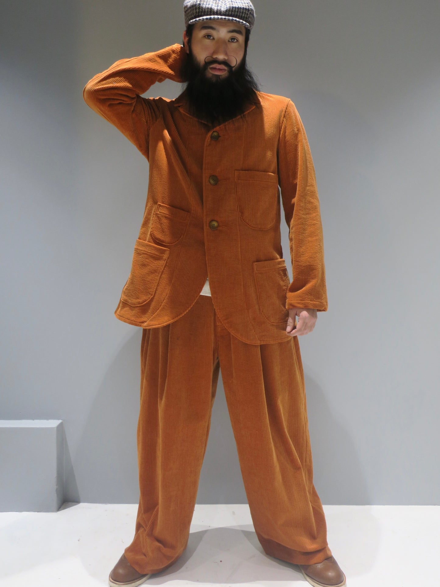 3 BUTTONS JACKET corduroy - ORANGE