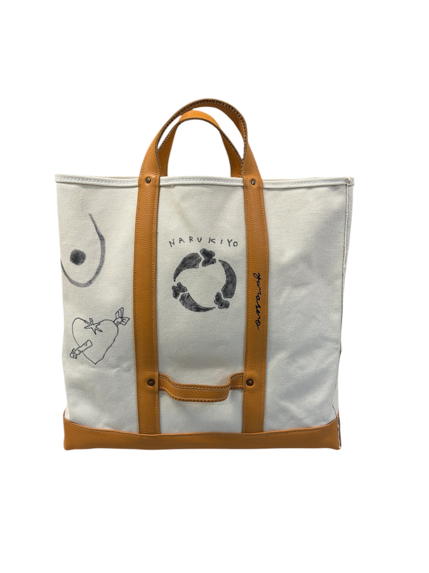 CANVAS BAG with LEATHER PAINTING